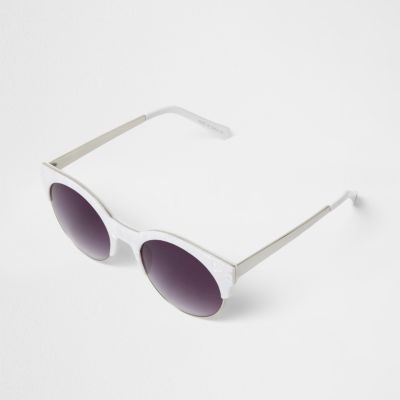 White marble print smoke lens sunglasses